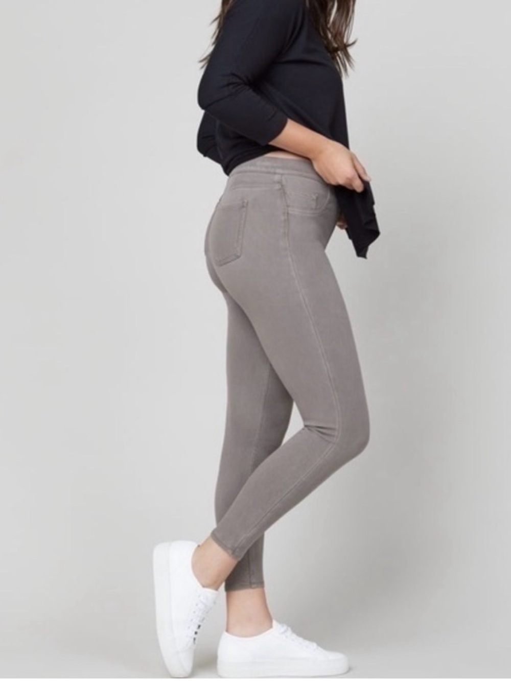 Spanx Ankle Jeanish Leggings Women Size Large Earthly Taupe Gray Pull On New